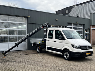 Volkswagen Crafter 35 2.0 TDI DC Hiab Laadkraan 023-3 Trekhaak 2500 kg trekgewicht Airco Cruise controle 6-Persoons Open laadbak Pick-up Euro 6 Bakwagen P-up Telefoonverbinding 1e eigenaar