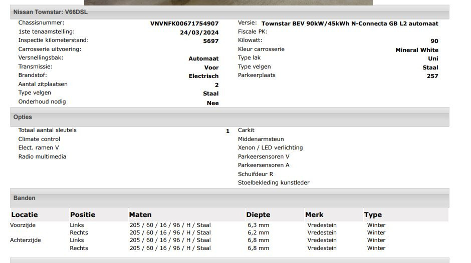 Hoofdafbeelding Nissan Townstar
