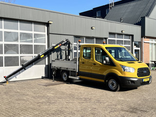 Ford Transit 310 2.2 TDCI L3 126pk Laadkraan Hiab 023 T3 Airco Dubbele cabine Trekhaakhaak 2800kg Open laadbak   Pick-up p-up Bakwagen 1e eigenaar Ex gemeente Euro 5