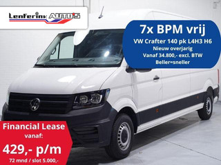 Volkswagen Crafter 2.0 TDI 140 pk L4H3 Airco, Cruise Control Geveerde Stoel, PDC V+A, 3-Zits, Nieuw Overjarig