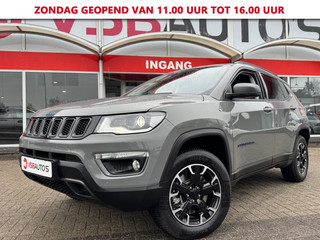 Hoofdafbeelding Jeep Compass Jeep Compass 4xe 240 PLUG-IN HYBRID 240PK AUT. TRAILHAWK HALF-LEER NAVI CAMERA TREKHAAK CARPLAY