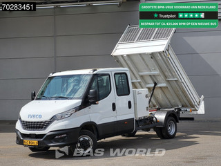 Iveco Daily 35C16 3.0L Kipper met Kist Dubbel Cabine Dubbellucht 3,5t Trekhaak Airco Cruise Euro6 Kieper Tipper Benne Airco Trekhaak Cruise control