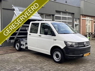 Volkswagen Transporter 2.0 TDI L2H1 DC Kipper open laadbak Airco Bluetooth trekhaak 2200 kg 1e eigenaar Dealer onderhouden Kieper P-up Doka Pritsche Ahk 2200kg Pick-up bakwagen 